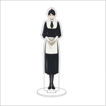Black and white bleach character anime-style maid acrylic standee on clear base 16cm display figure