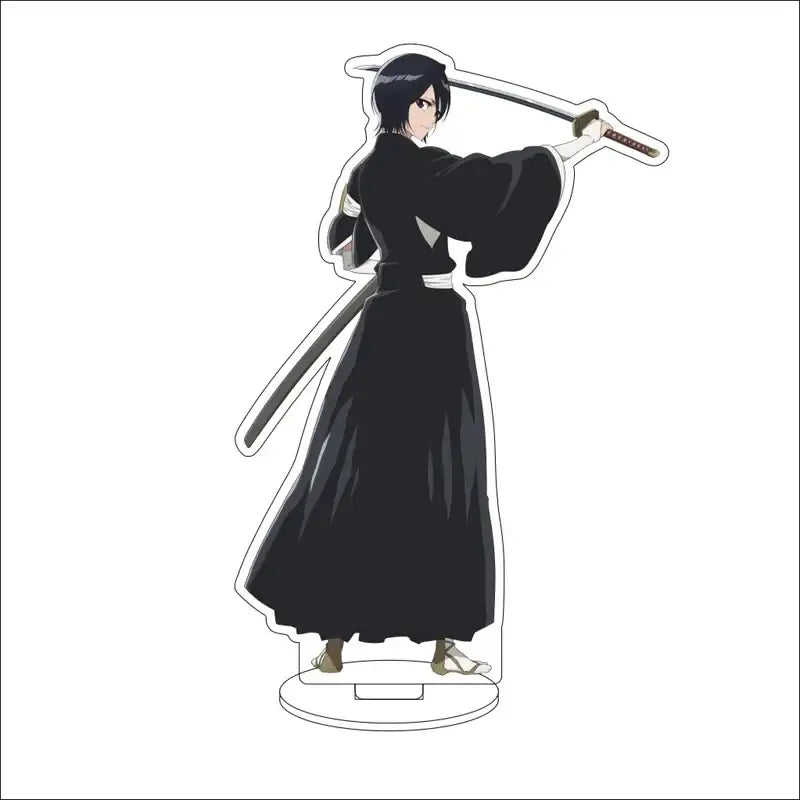 Black acrylic bleach character standee of a figure in traditional attire holding a sword 16cm display figure