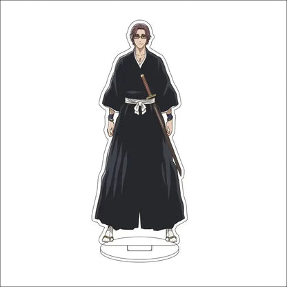 Black acrylic bleach character standee of byakuya kuchiki in formal shinigami uniform with sword 16cm display figure