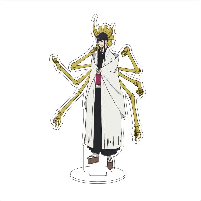 White and gold acrylic standee of bleach character with multiple golden skeletal arms 16cm display figure