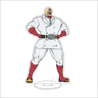 Bleach character acrylic standee featuring a muscular figure in white and red double-breasted coat with red gloves and boots