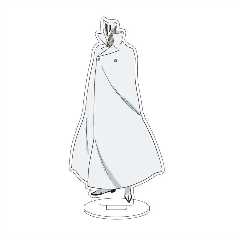 White acrylic bleach character standee featuring a stylized figure in a long buttoned coat with high collar 16cm tall