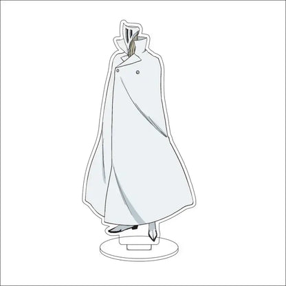 White acrylic bleach character standee featuring a stylized figure in a long buttoned coat with high collar 16cm tall
