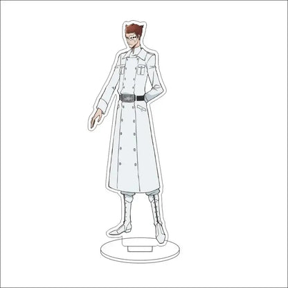 White acrylic bleach character standee featuring a red-haired anime figure in a long coat 16cm display figure