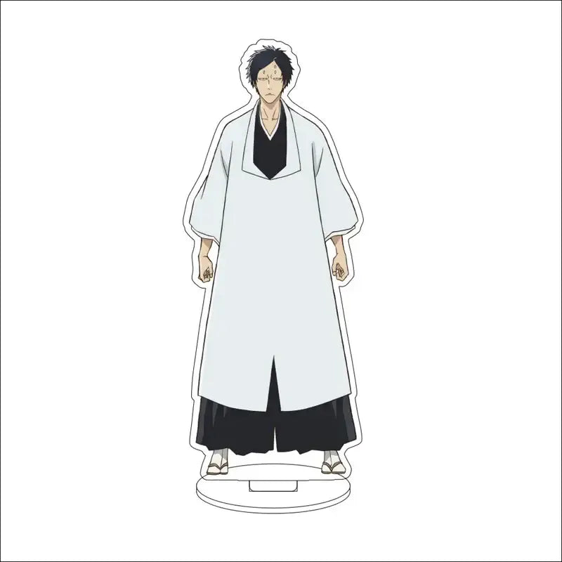 Bleach character acrylic standee featuring white and black anime figure in long white robe over dark pants 16cm display figure