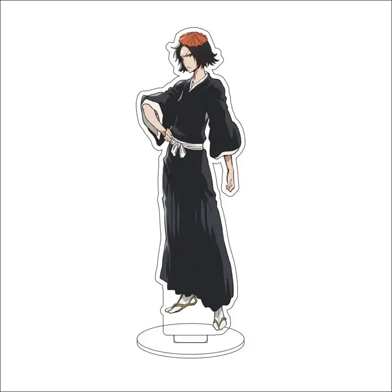 Bleach character black and white acrylic standee featuring an anime figure in a traditional robe with orange hair accessory
