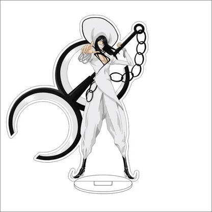 White acrylic bleach character standee of kira yagari in dynamic pose with chain and sword 16cm display figure