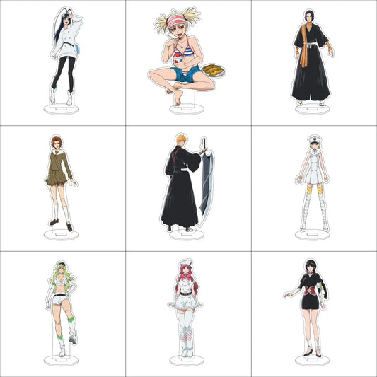Nine vibrant bleach character acrylic standees in distinct outfits and poses 16cm display figure collectible