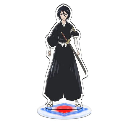 Black acrylic standee of ichigo kurosaki in shinigami uniform with sword from bleach character acrylic standee set