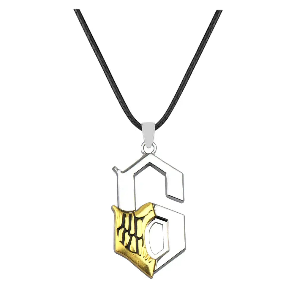 Silver and gold two-tone zinc alloy sword keychain pendant featuring stylized s with intricate skeletal hand design