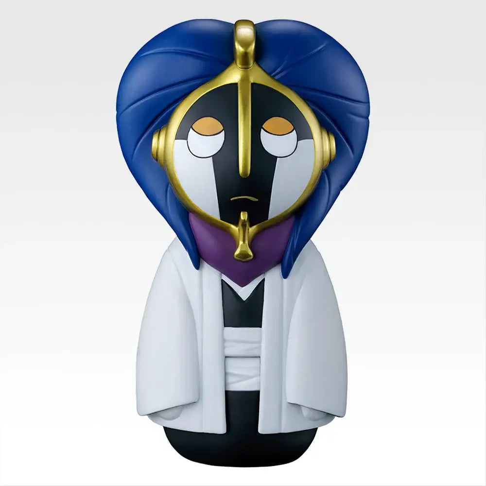 Blue-haired pvc figure of ulquiorra in white coat and purple scarf from bandai ichiban kuji bleach set
