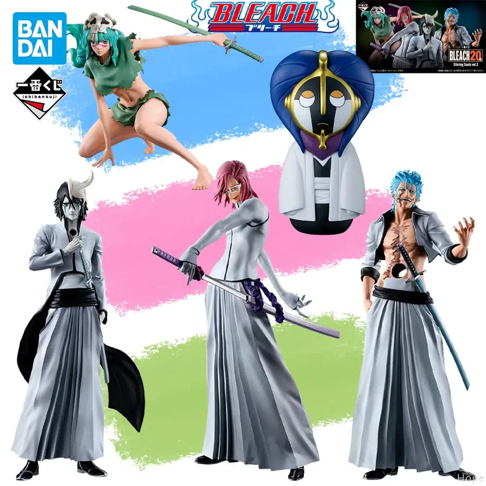 Green-haired female figure in dynamic pose with sword wearing green outfit and black boots from bandai ichiban kuji bleach set