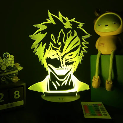 Bleach Ichigo 3d printed green led night light shaped like stylized anime character for bedroom lamp use