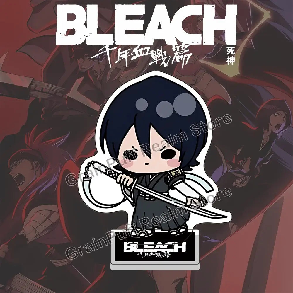 Bleach ichigo acrylic stand featuring a chibi black-haired anime character with sword on clear acrylic for anime collection