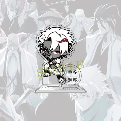 White and black chibi acrylic standee of hitsugaya toushirou from bleach holding a sword 10cm figure