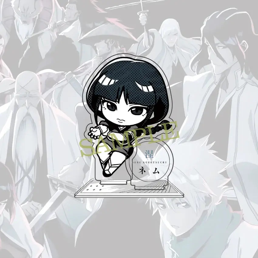 Bleach ichigo 10cm chibi black-haired anime figurine with white eyes on acrylic standee with japanese text