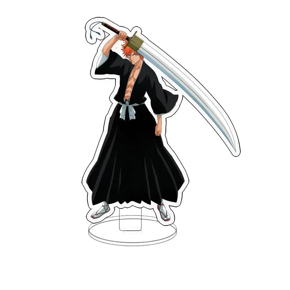 Black and white ichigo acrylic standee from bleach holding zanpakutō sword double-sided desk figure acrylic standee