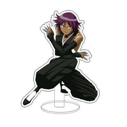 Bleach ichigo acrylic standee featuring purple-haired anime character in black and white traditional attire with claw gloves