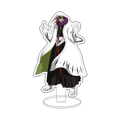 White and black acrylic standee of ulquiorra cifer from bleach with purple scarf and red sword hilt ichigo acrylic standee