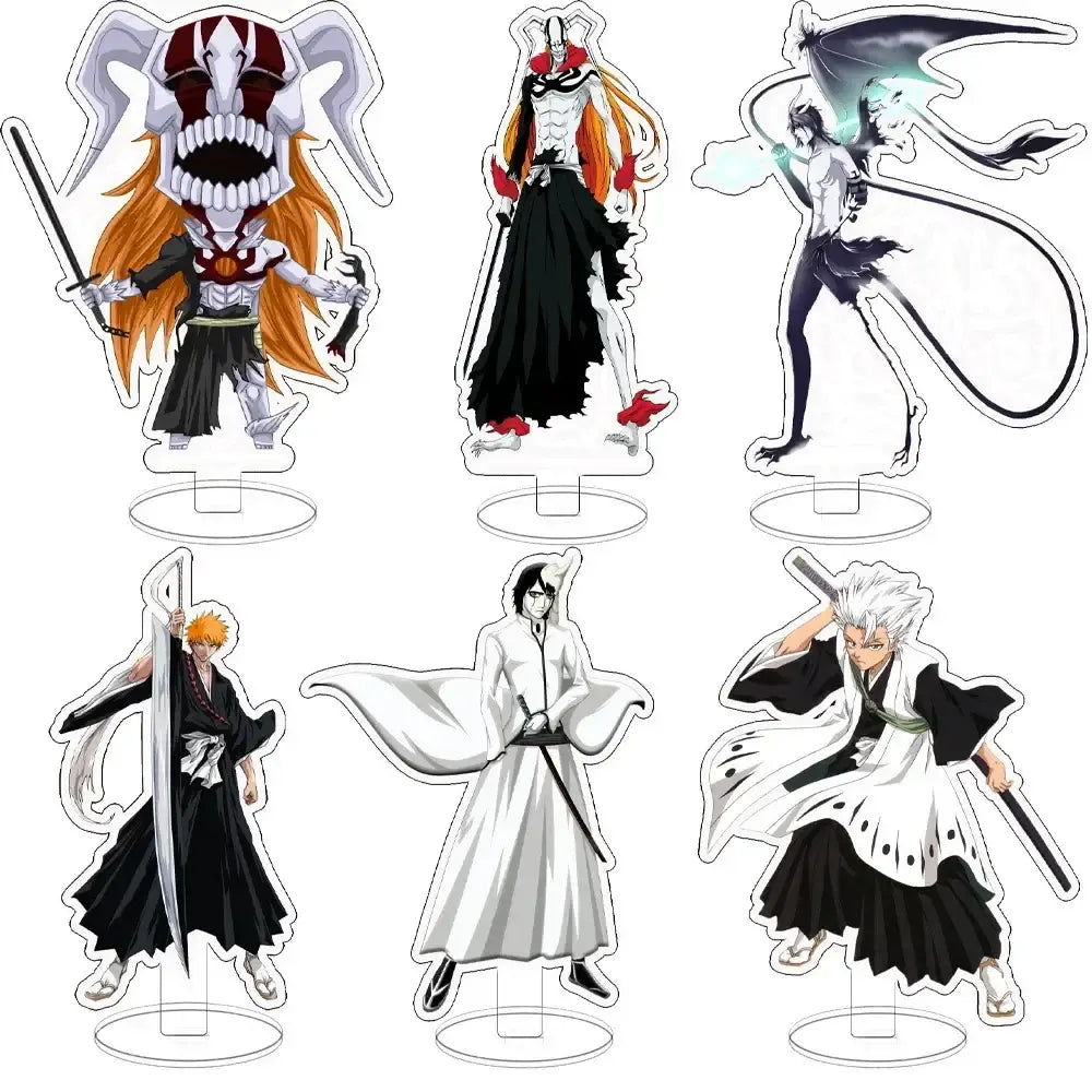 Bleach ichigo acrylic standee double-sided clear acrylic figure with vibrant orange hair black white outfit and blue energy effects