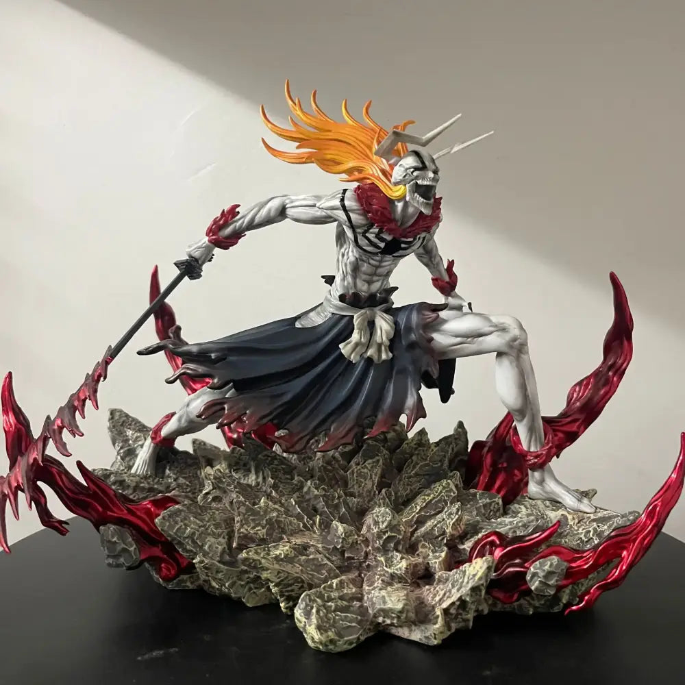 Bleach Ichigo final getsuga tensho pvc statue 23cm detailed white and red skeletal warrior with fiery hair and sword