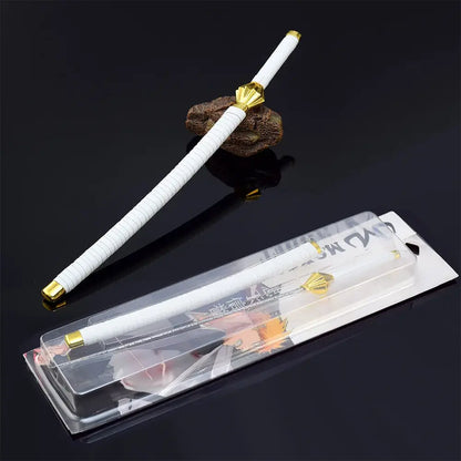 White sword model bleach ichigo katana with gold zinc alloy hilt and pommel and textured grip 10 inch iron samurai sword