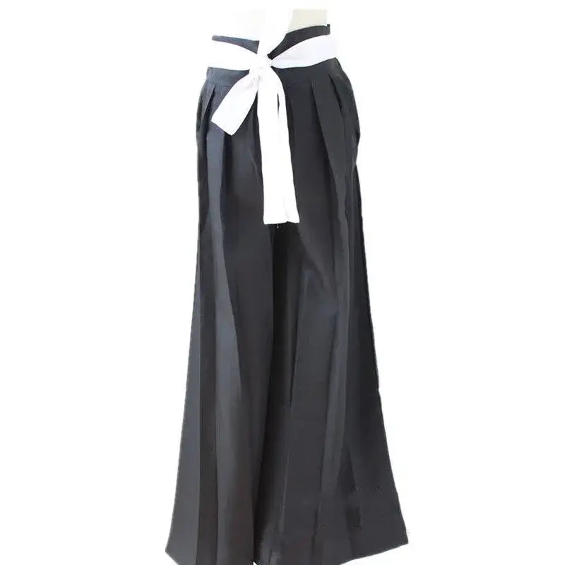 Black wide-leg pants with a white ribbon bow waist for ichigo kurosaki cosplay kurosaki cosplay costume set mask included