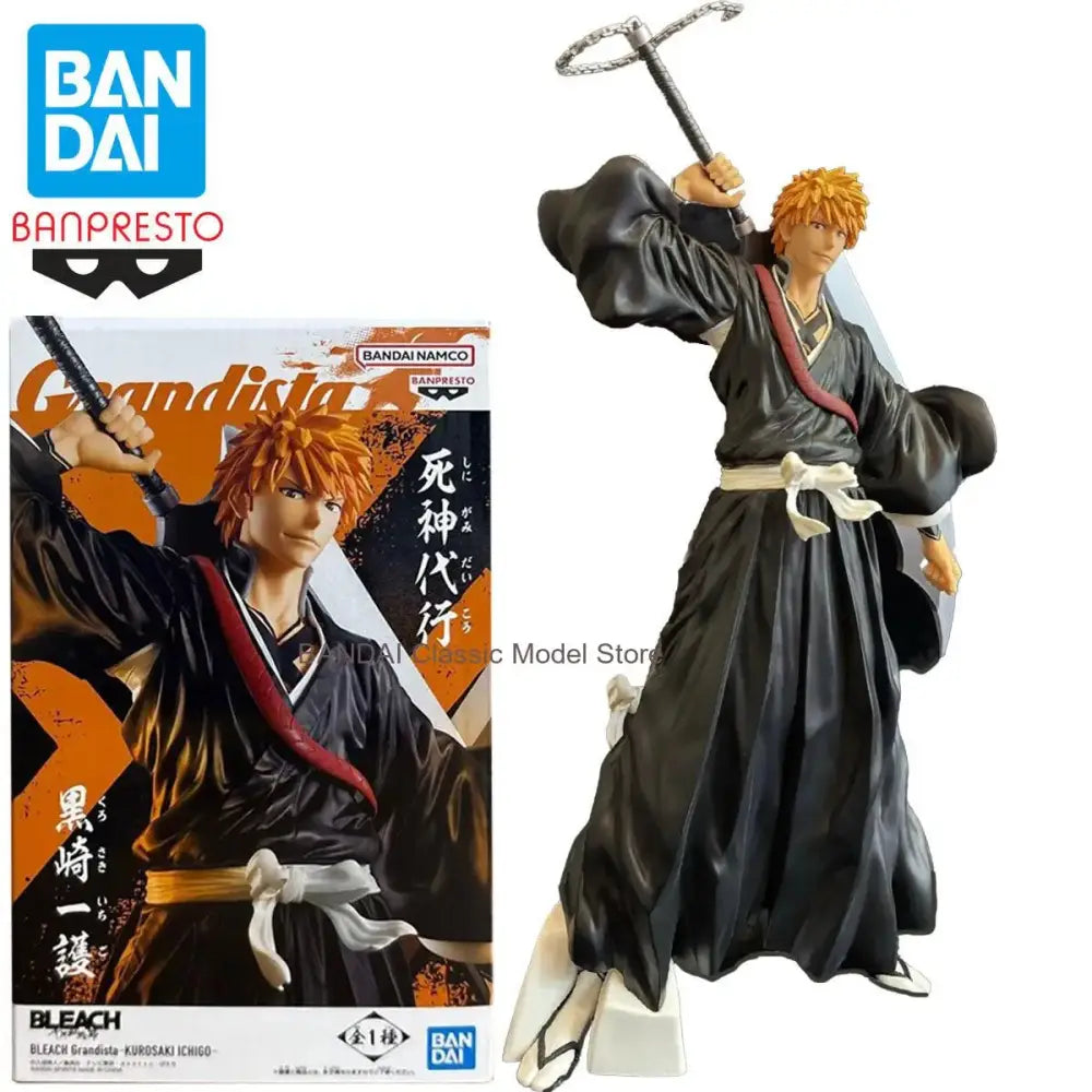 Black and red traditional japanese-style robe with white sash on ichigo kurosaki grandista pvc figure from bleach