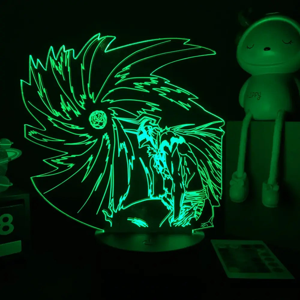 Green neon-lit bleach ichigo kurosaki 3d acrylic led night light with finger touch and remote control features