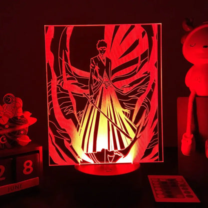 Bleach Ichigo Kurosaki 3d acrylic night light with red and yellow illumination featuring finger touch and remote control