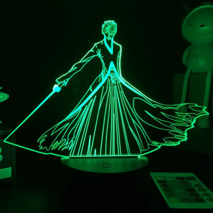 Bleach Ichigo Kurosaki 3d acrylic night light glowing green with finger touch and remote control features