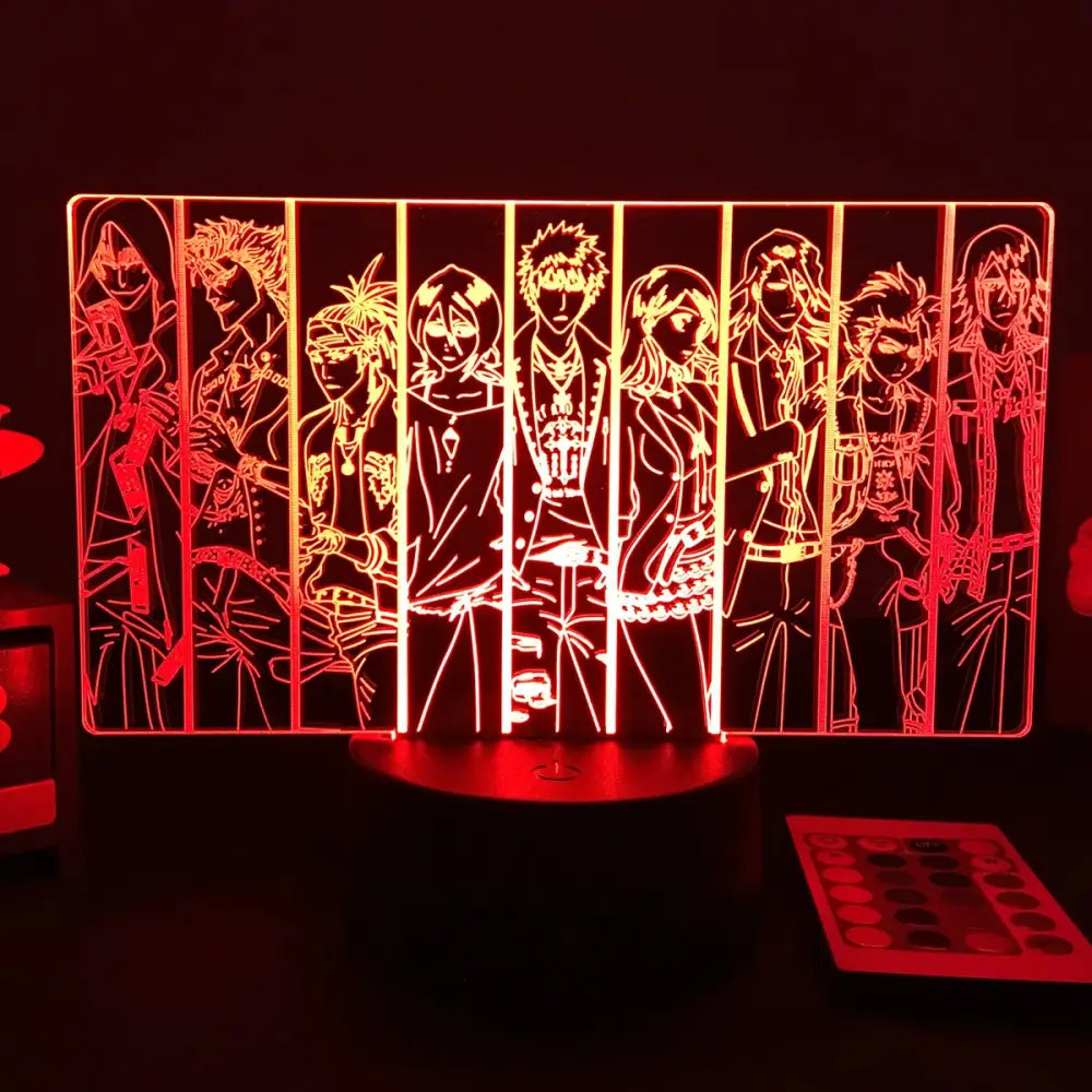 Bleach ichigo kurosaki 3d acrylic night light with red-orange illuminated anime panel and finger touch remote control