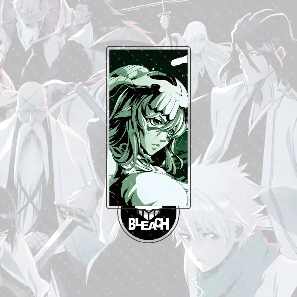 Green and black bleach ichigo and orihime acrylic stand figure with stylized design and compact 15cm size