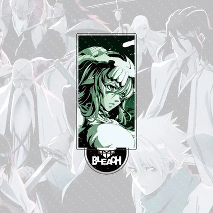 Green and black bleach ichigo and orihime acrylic stand figure with stylized design and compact 15cm size