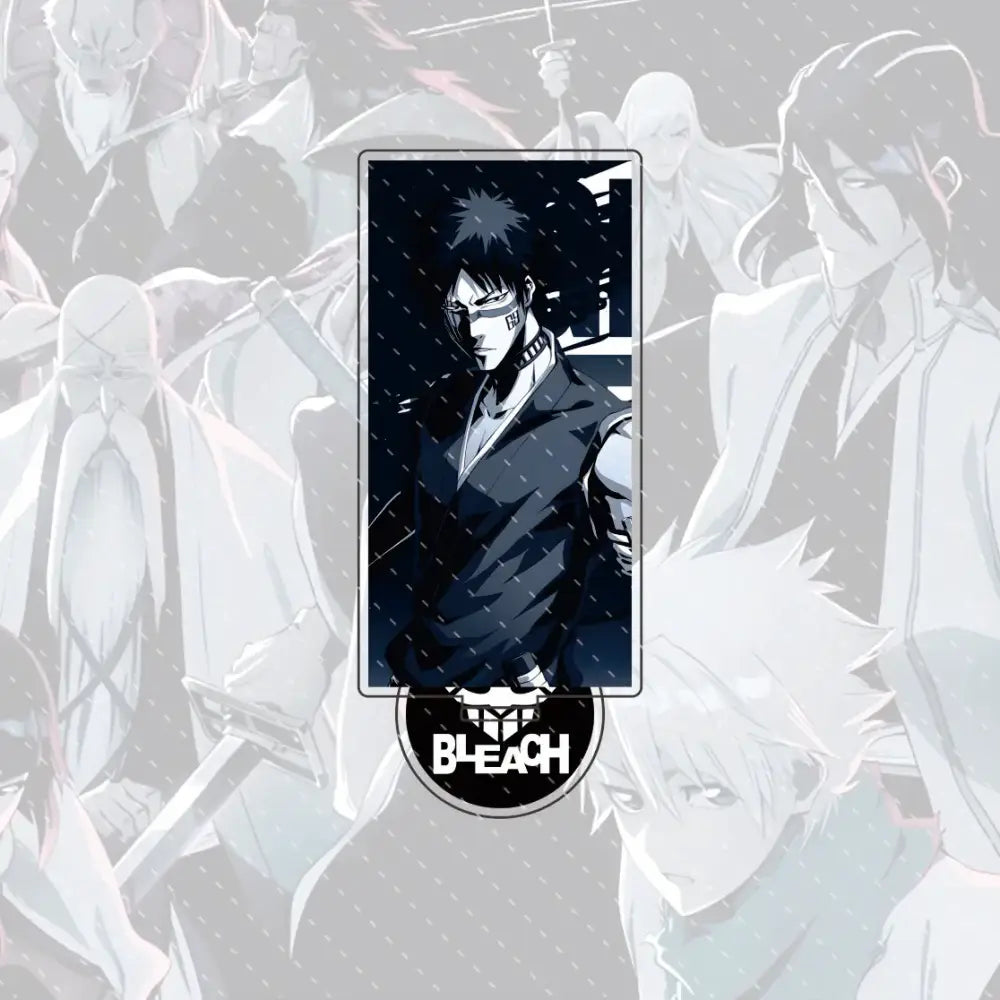 Black and white acrylic stand figure of ichigo kurosaki from bleach in dramatic pose with rain effects compact 15cm