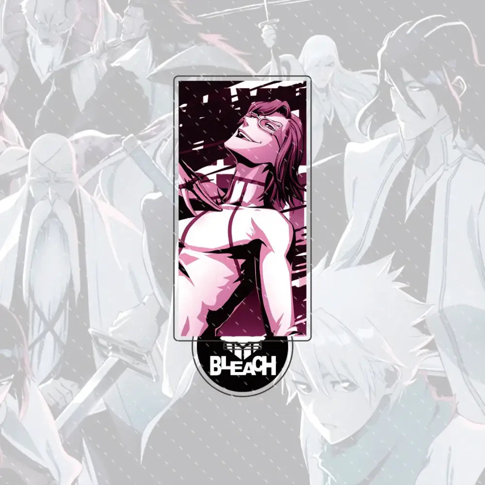 Pink and black bleach ichigo and orihime acrylic stand figure featuring a stylized female illustration on dark background