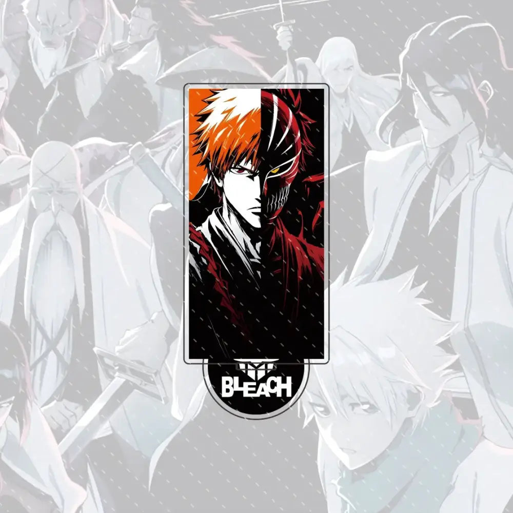 Bleach ichigo and orihime rectangular acrylic stand figure in compact 15cm featuring anime character with orange hair and red mask