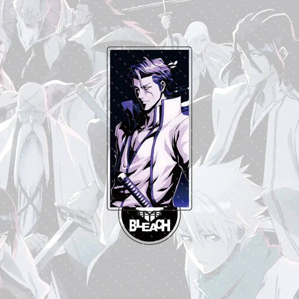 Bleach ichigo and orihime acrylic stand figure 15cm featuring purple hair anime character with sword on dark background