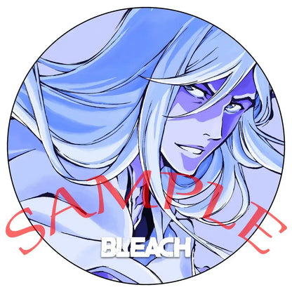 Circular enamel badge set featuring an anime character with long blue hair and a purple-toned face from bleach ichigo pin set