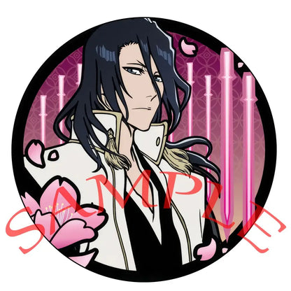 Circular enamel badge featuring bleach anime character ichigo with long black hair and white coat in pin set
