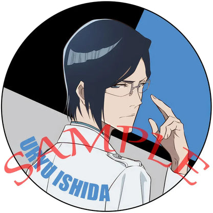 Circular enamel badge featuring an anime character with dark hair glasses and white coat from bleach ichigo pin set badge set
