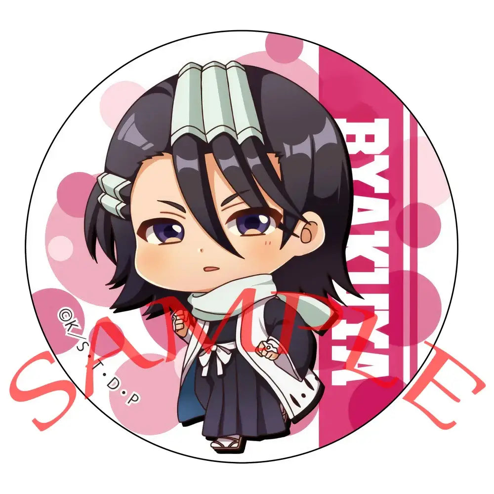 Chibi-style enamel badge featuring black hair character with purple eyes and light green headgear from bleach pin set