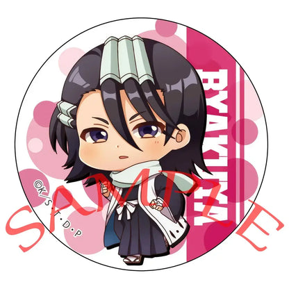 Chibi-style enamel badge featuring black hair character with purple eyes and light green headgear from bleach pin set