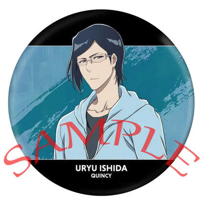 Circular enamel badge featuring an anime character with dark hair and glasses in light blue hoodie from bleach ichigo pin set