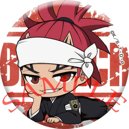 Circular enamel badge featuring a chibi ichigo with spiky red hair white headband and black uniform in bleach pin set