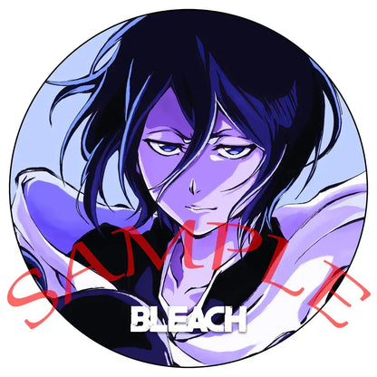 Purple and black anime character enamel badge with bleach text from bleach ichigo pin set badge set