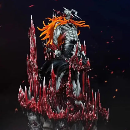 Bleach ichigo pvc statue 33cm desktop figurine featuring a skeletal warrior with orange hair on red crystal spikes for premium display