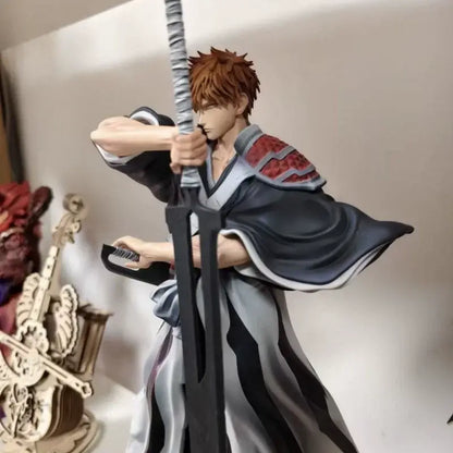 Bleach Ichigo PVC statue 35cm featuring spiky reddish-brown hair and dual-blade from thousand-year blood war