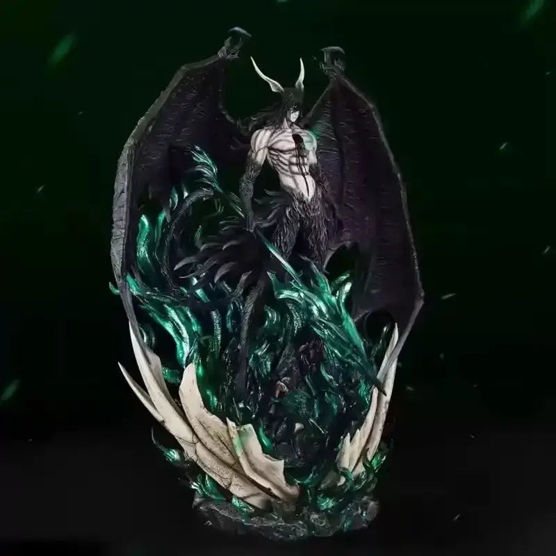 Bleach ichigo and ulquiorra pvc figure 33cm detailed black and green demonic figure with wings and emerald flames