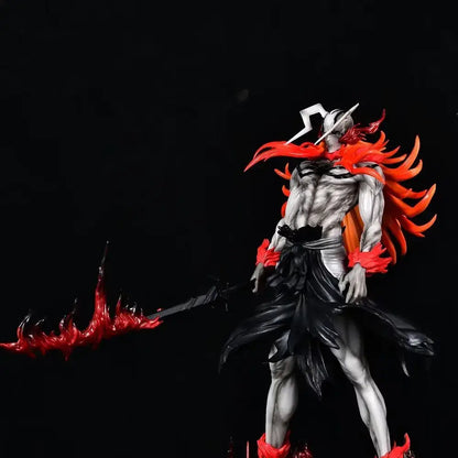 Bleach ichigo pvc statue 30cm featuring a detailed muscular figure with vibrant red hair and glossy black and white resin